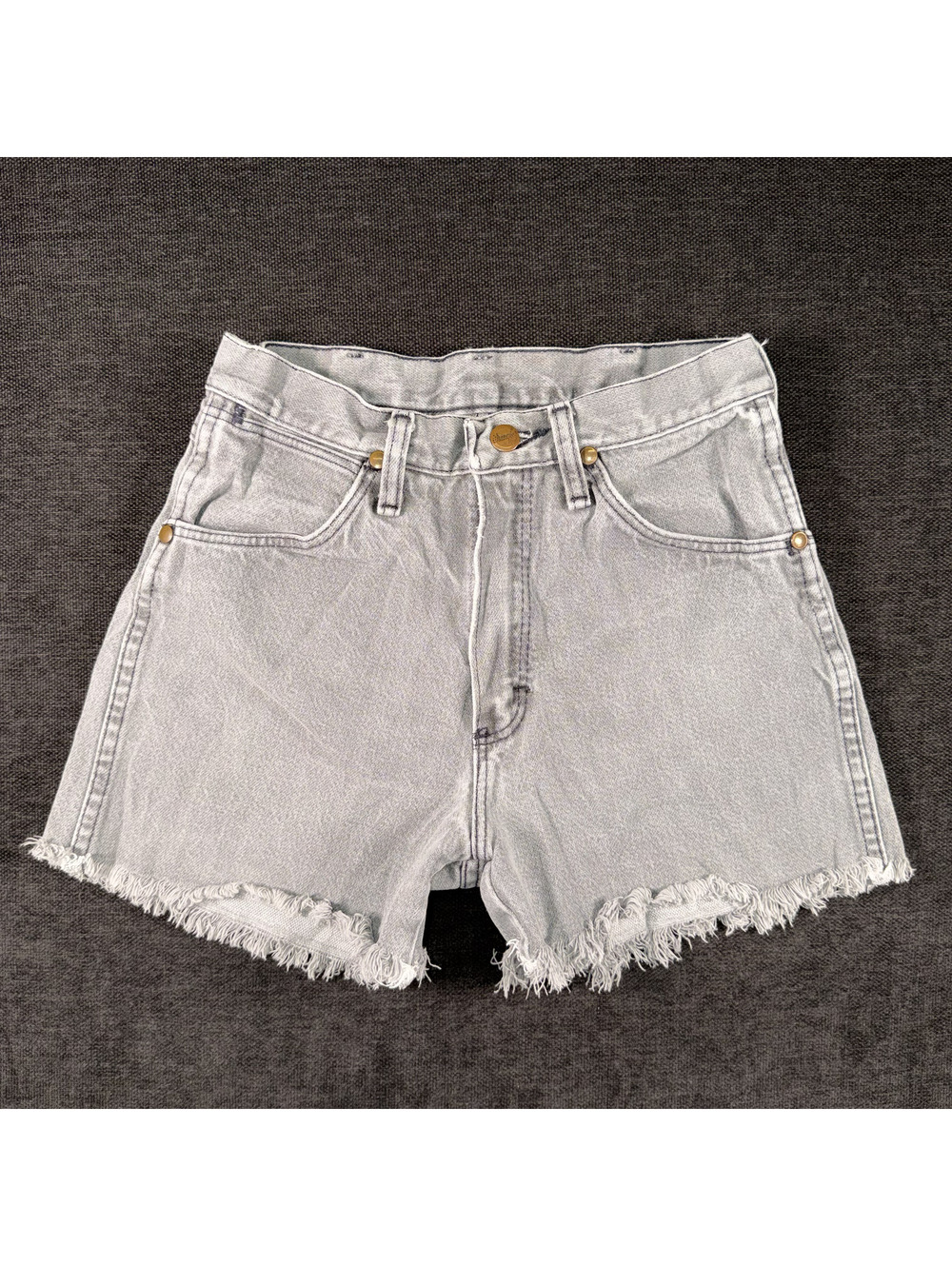 Wrangler Light Gray Denim Cut-Off Shorts with Frayed Hem